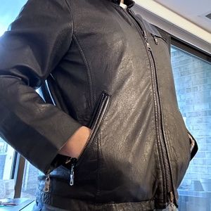 Vintage Armani Exchange A|X lightweight black leather jacket, 2003 men's size M